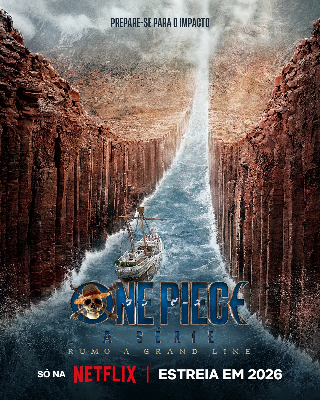 2ª temporada do live-action de One Piece revela a Montanha Reversa em pôster inédito