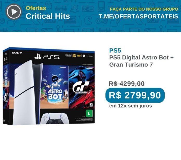 G6HqLHhXgAA2A3x PS5 Slim com Astro Bot e Gran Turismo 7 em oferta histórica com cupom