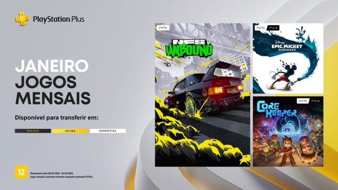 PlayStation Plus - Jogos de janeiro de 2026 incluem Need For Speed Unbound, Core Keeper e mais