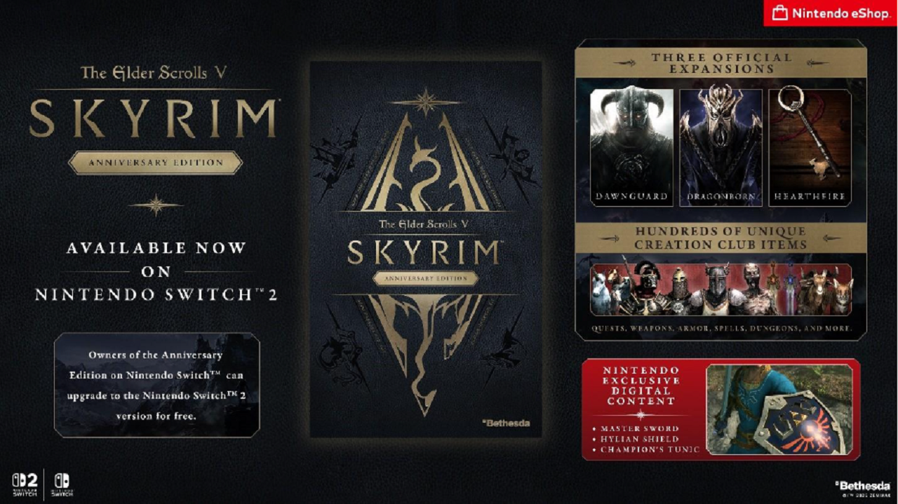 The Elder Scrolls V Skyrim Anniversary Edition é lançado para Nintendo Switch 2