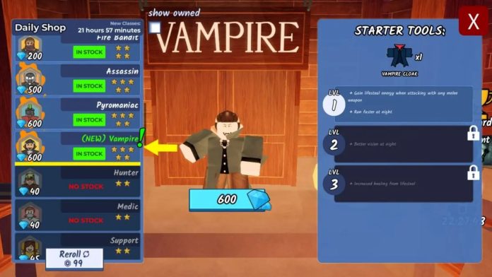 vampire-class Roblox - Como conseguir a Capa de Vampiro em 99 Noites na Floresta