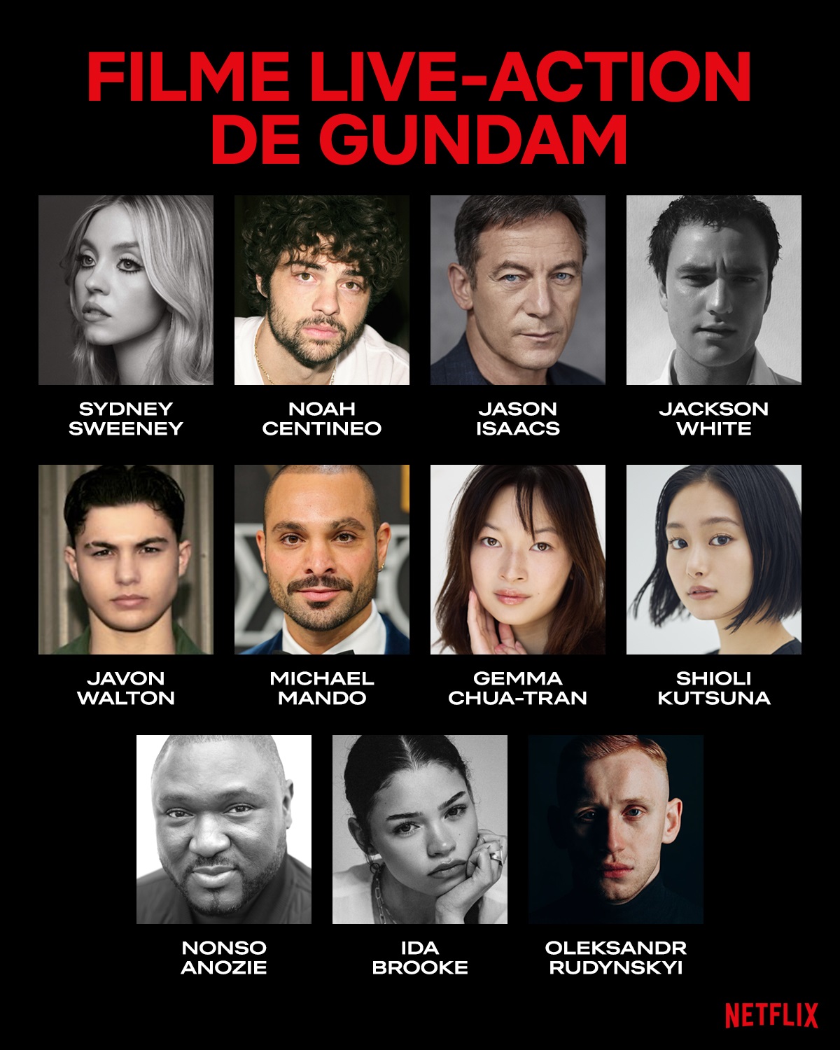 Netflix anuncia elenco do live-action de Gundam com Sydney Sweeney, Noah Centineo e mais