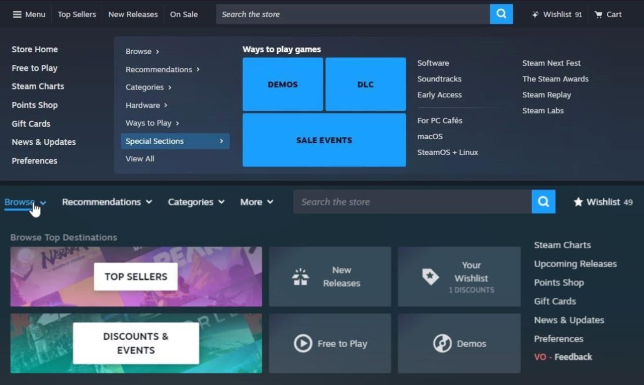 Valve anuncia novo visual para a Steam Store com seções inéditas e interface mais limpa