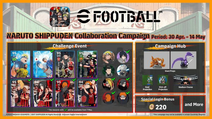 eFootball 2026 lança colaboração com Naruto Shippuden com cards temáticos e cosméticos