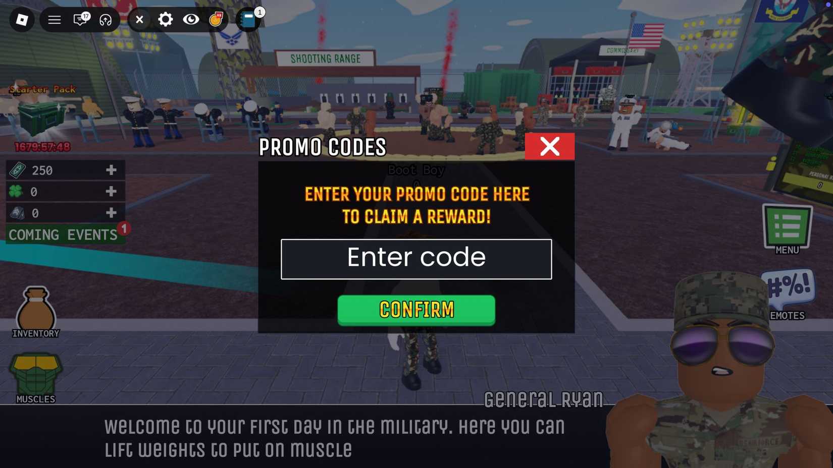 Códigos para Itens Grátis de Roblox Muscle Military (Junho 2026)