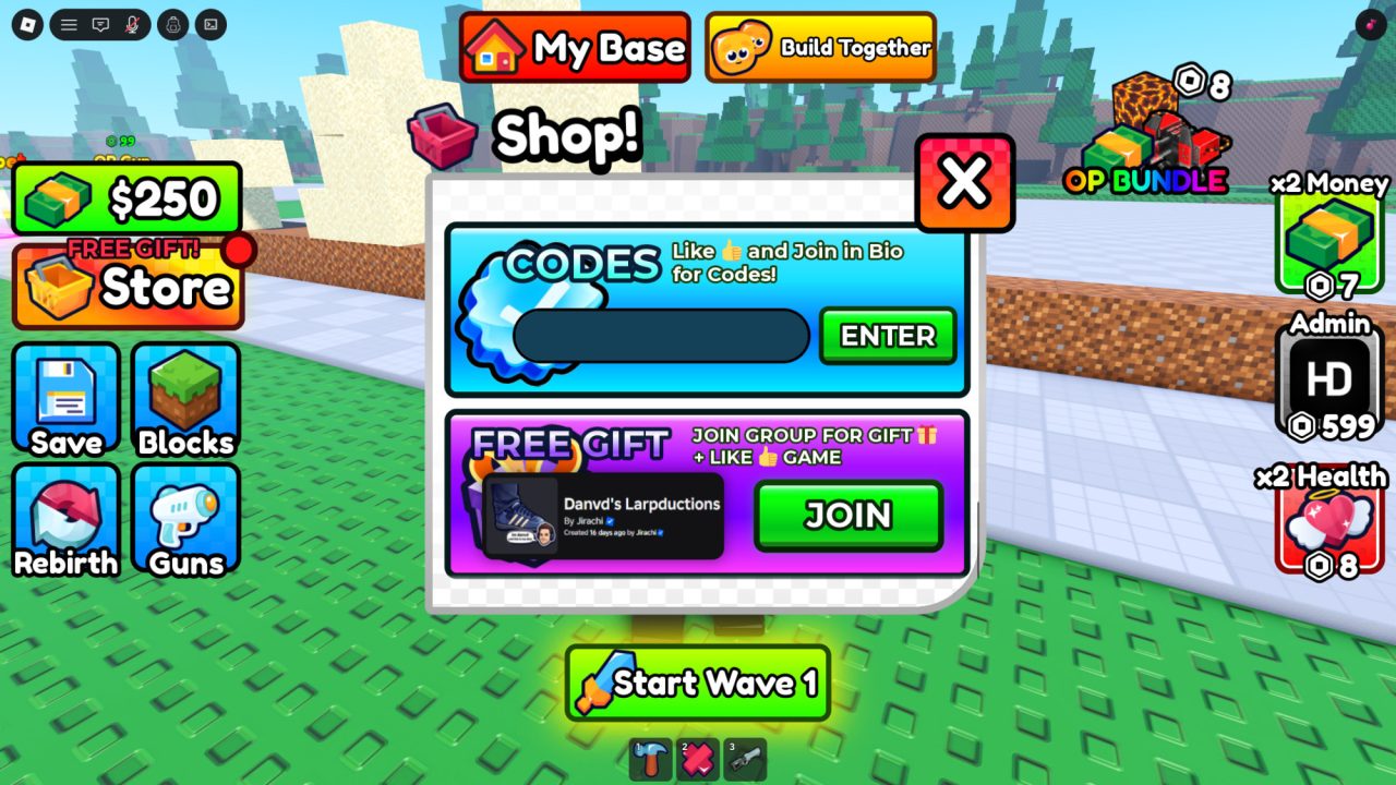 Roblox - Códigos de Build Base to Survive Verity (julho 2026)