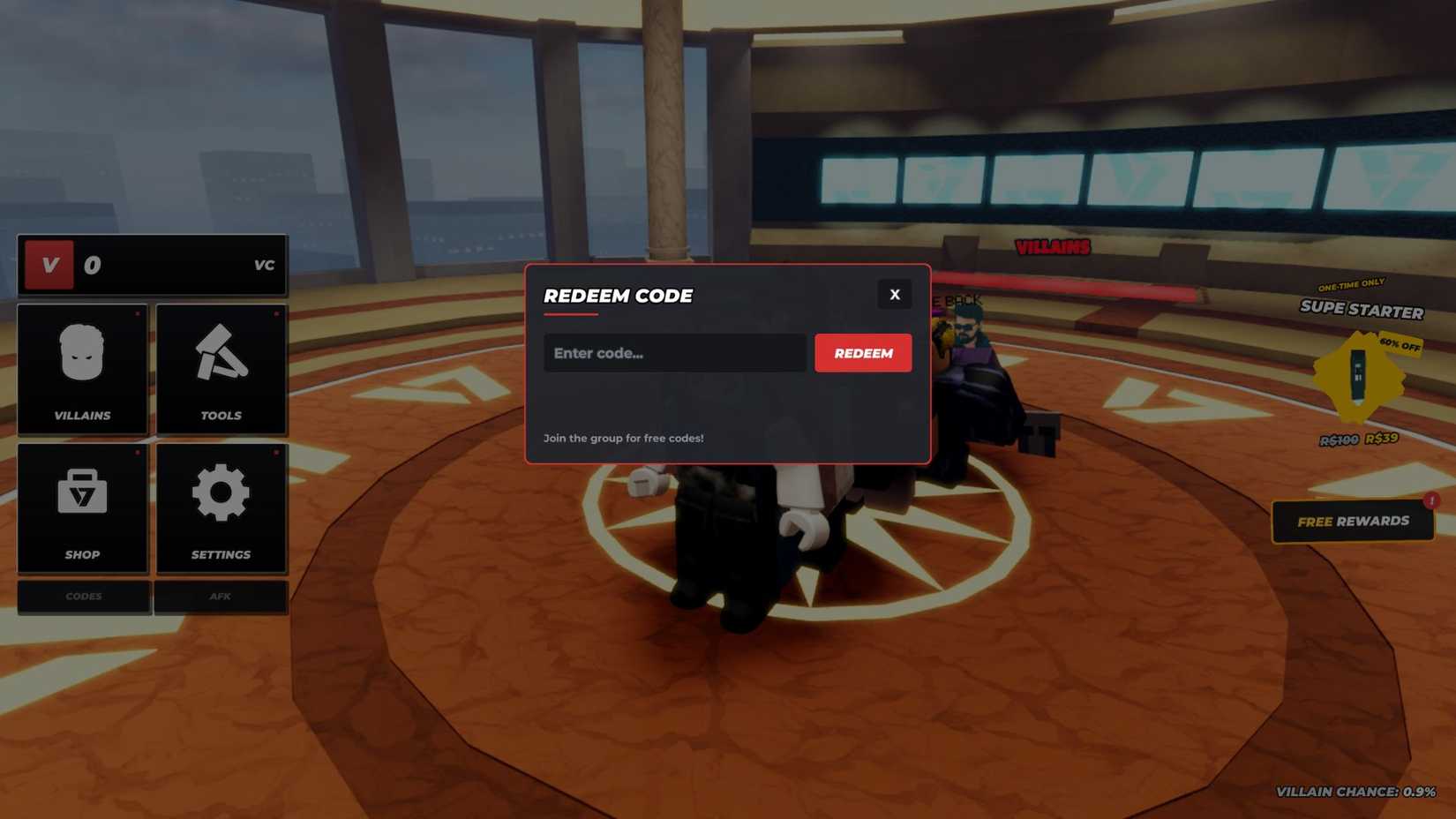 Roblox Hide From The Villain – Códigos de Agosto de 2026