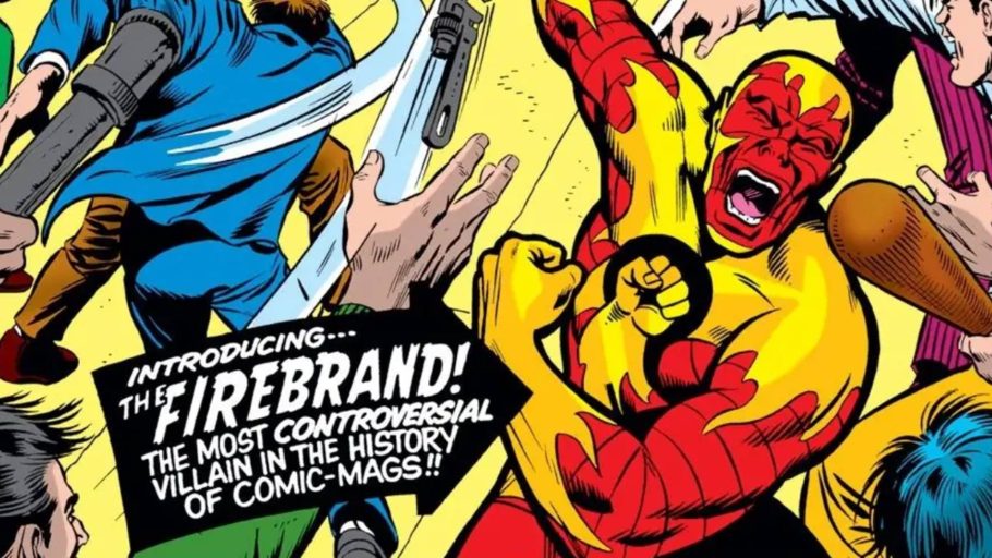 Firebrand disparando um raio contra o Homem de Ferro