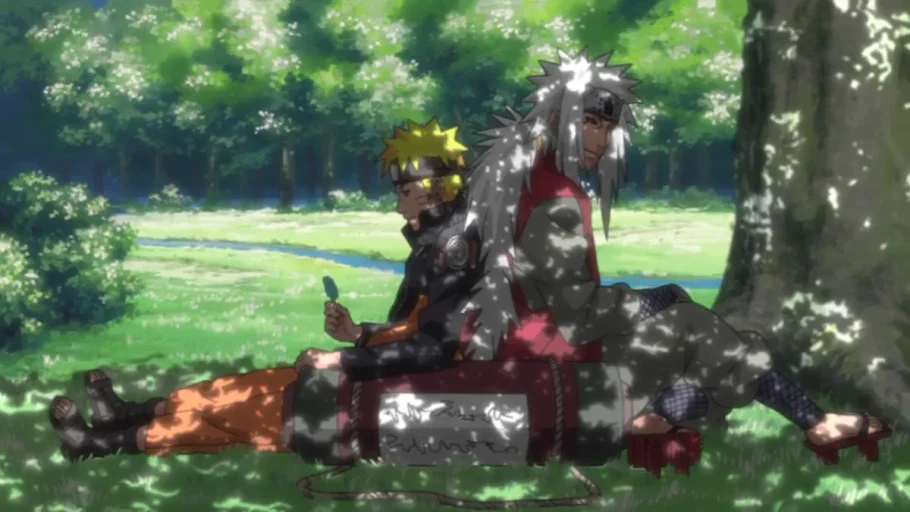 Naruto e Jiraiya em Naruto: Shippuden