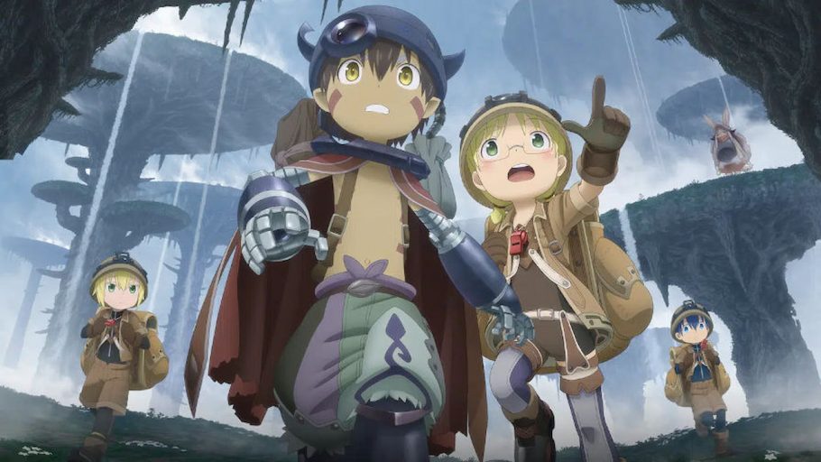 Riko e seu companheiro diante do Abismo em Made in Abyss