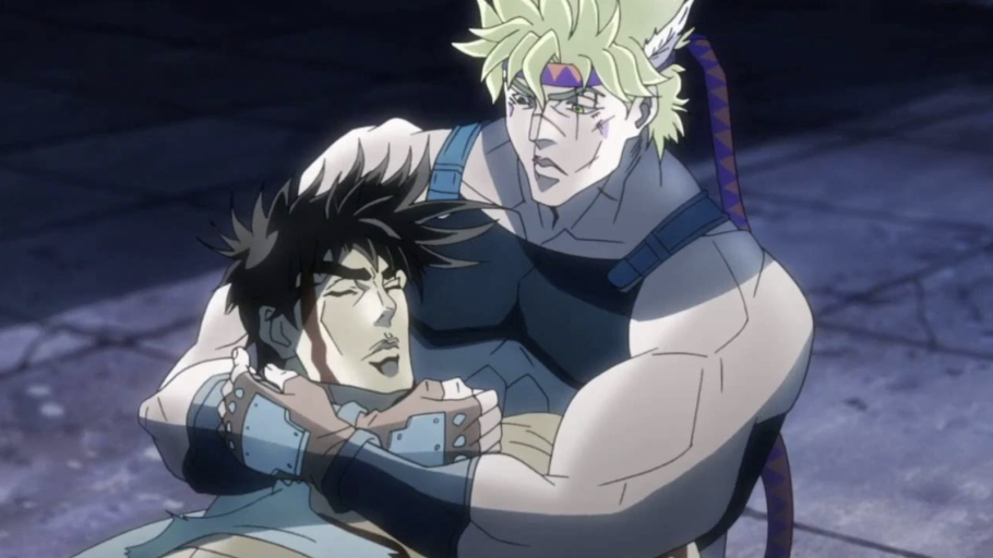 Joseph Joestar e Caesar Zeppeli durante um confronto em JoJo’s Bizarre Adventure
