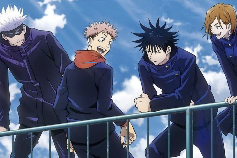 Satoru Gojo, Yuji Itadori, Megumi Fushiguro e Nobara Kugisaki em Jujutsu Kaisen