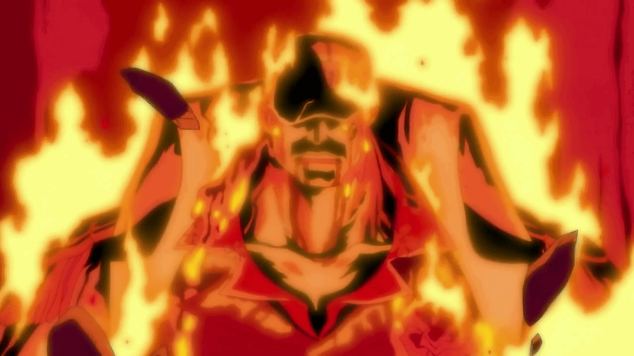 Akainu coberto de magma em One Piece