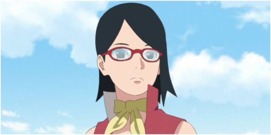 Sarada Uchiha usando óculos
