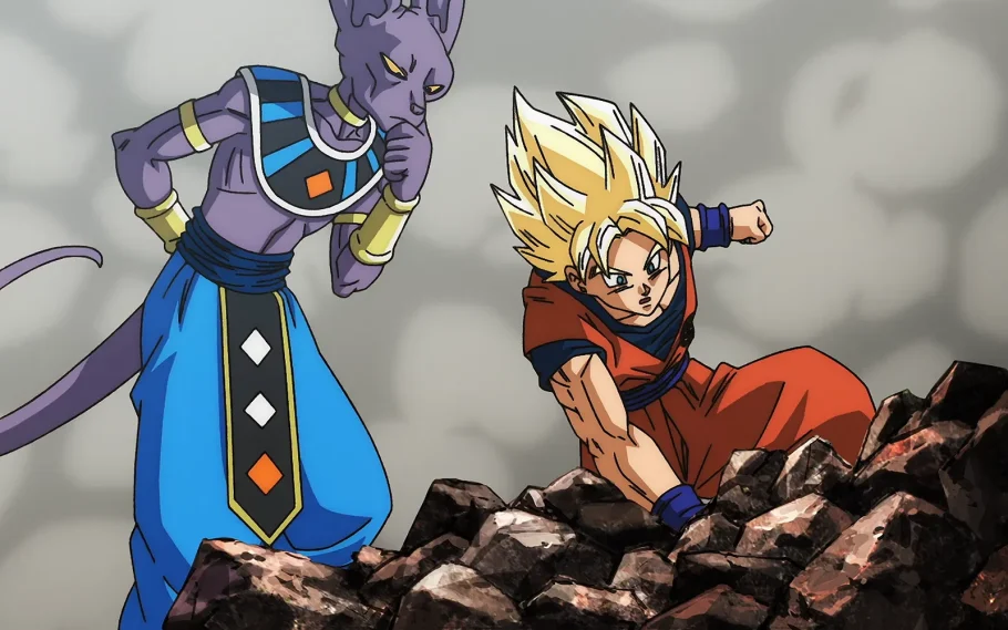 Beerus e Goku em Dragon Ball Super: Beerus