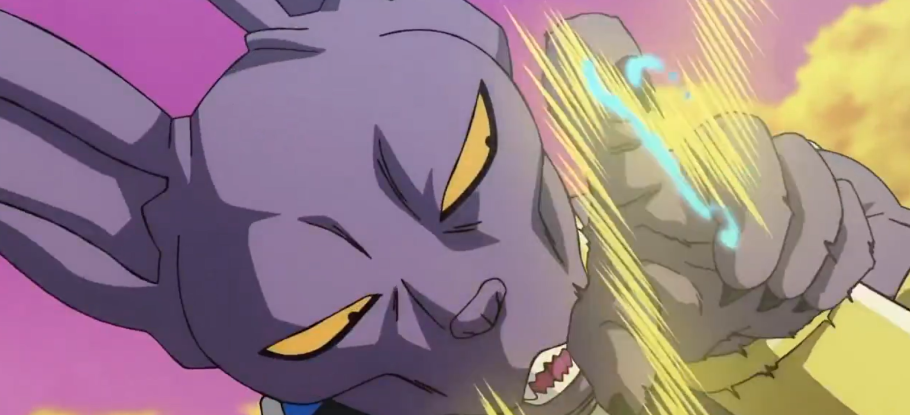 Beerus observa os poderes de Goku em Dragon Ball Super: Beerus