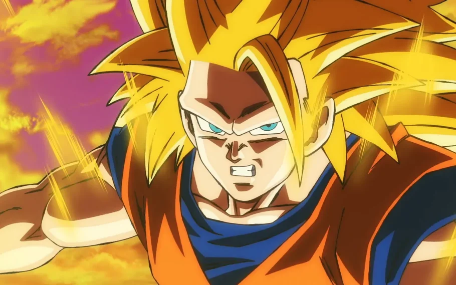 Goku usando o Super Saiyajin 3 em Dragon Ball Super: Beerus