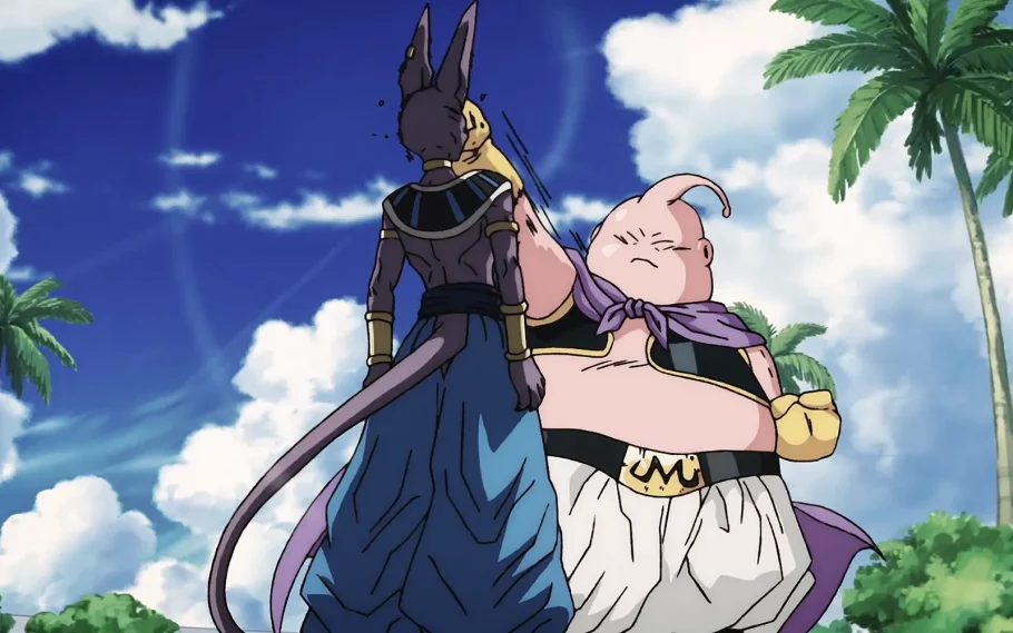 Majin Buu soca Beerus em Dragon Ball Super: Beerus