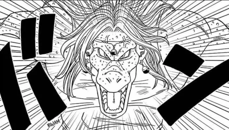 Yuzun em uma página do mangá de Dragon Ball Super