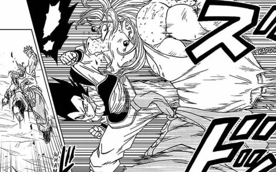 Vegeta lutando contra Yuzun no mangá de Dragon Ball Super