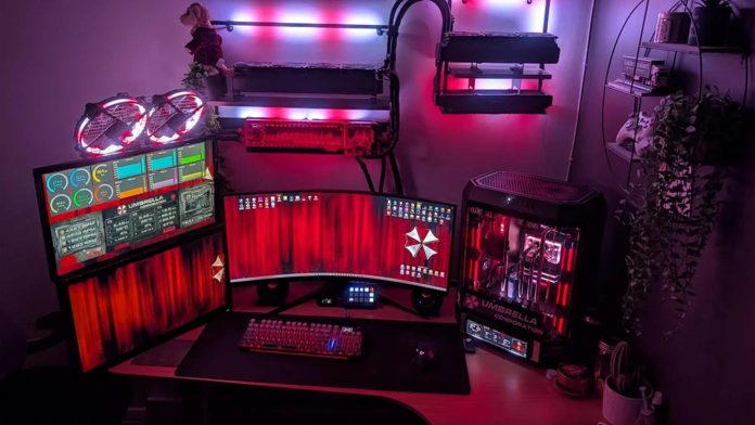 Fã transforma PC gamer em laboratório da Umbrella Corporation