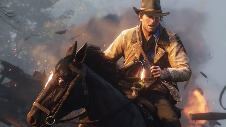 Arthur Morgan a cavalo em Red Dead Redemption 2