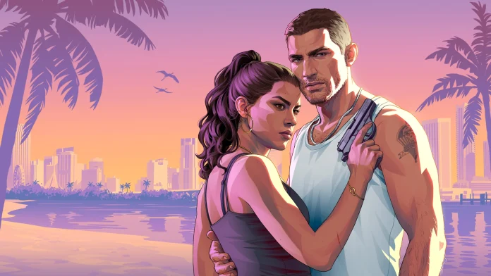 Jason e Lucia diante da paisagem de Vice City em GTA 6