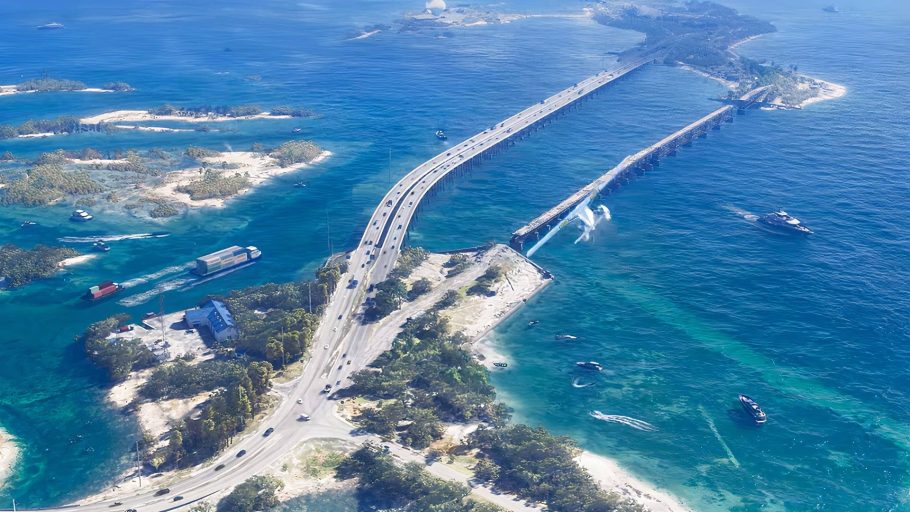 Vista aérea do oceano em GTA 6