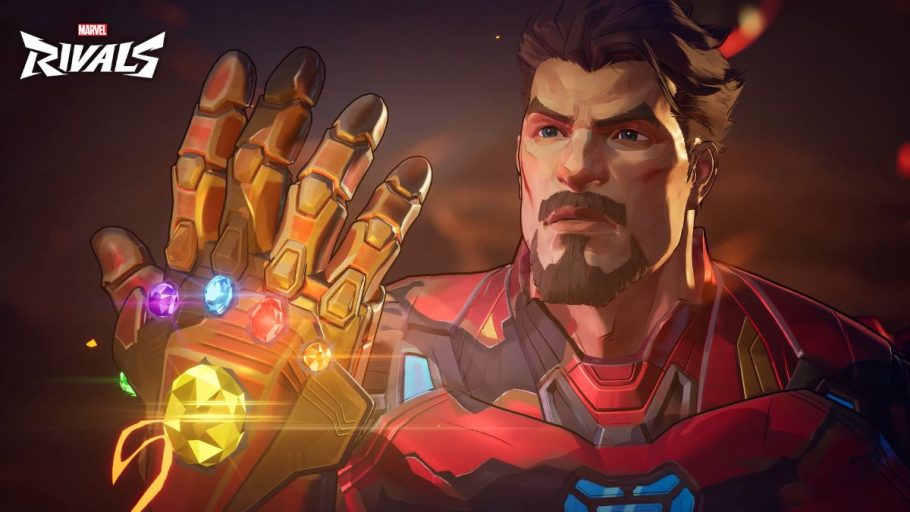 Tony Stark usando a Manopla do Infinito em Marvel Rivals
