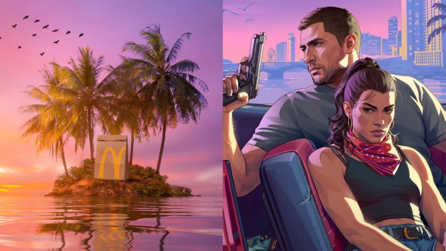 Publicação da McDonald’s UK sobre possível parceria com GTA 6 ao lado de arte com Jason e Lucia