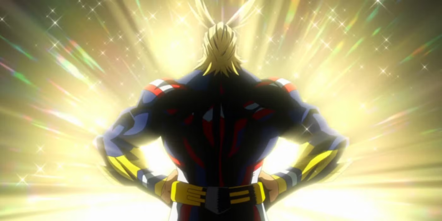 All Might fazendo sua pose característica em My Hero Academia