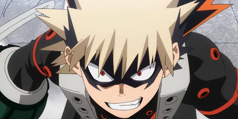 Katsuki Bakugo se preparando para lutar em My Hero Academia