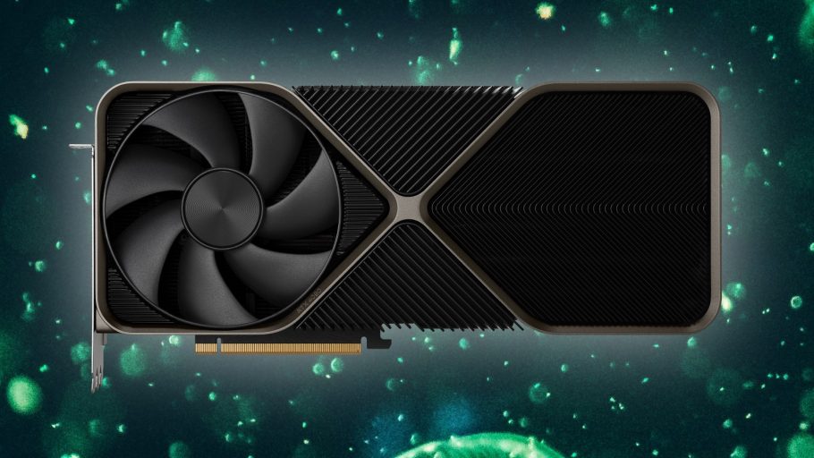 Placa de vídeo Nvidia sobre fundo verde