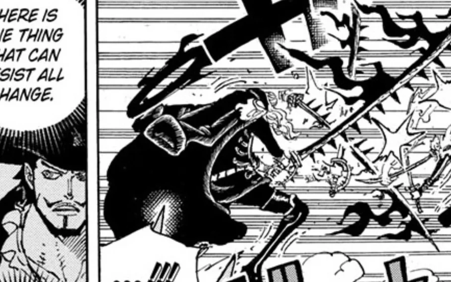 Mihawk e Zoro em One Piece