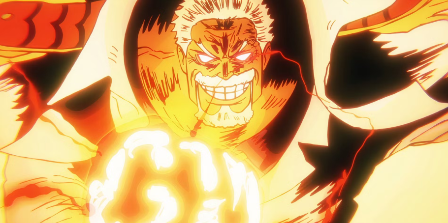 Monkey D. Garp usando o ataque Galaxy Impact no anime One Piece