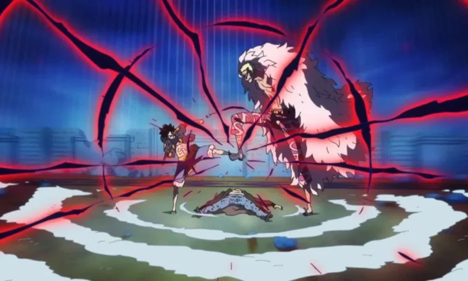Cena do anime de One Piece mostrando o Haki do Conquistador