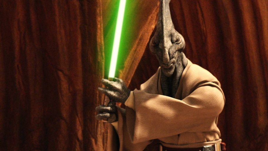 Coleman Trebor empunhando seu sabre de luz