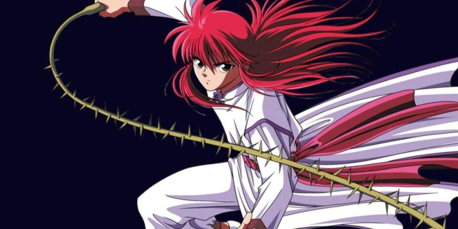 Yoko Kurama usando seu chicote de rosas em Yu Yu Hakusho