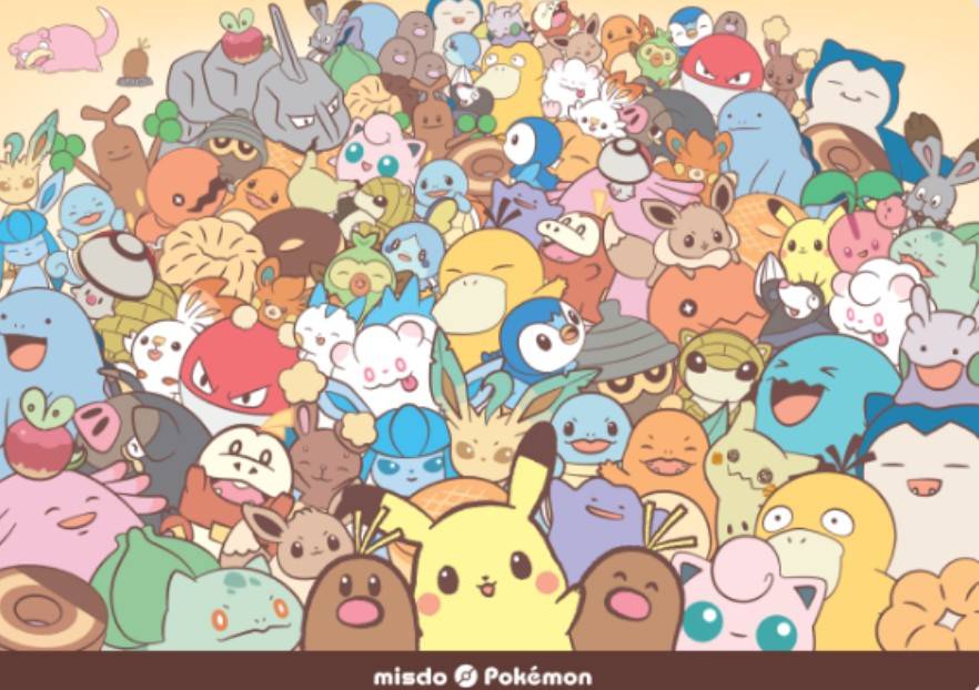 Ilustração da campanha de Pokémon com Pikachu e outros personagens