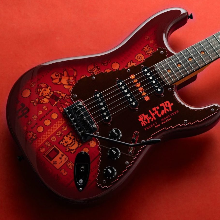 Guitarra Fender inspirada em Pokémon Red e Green