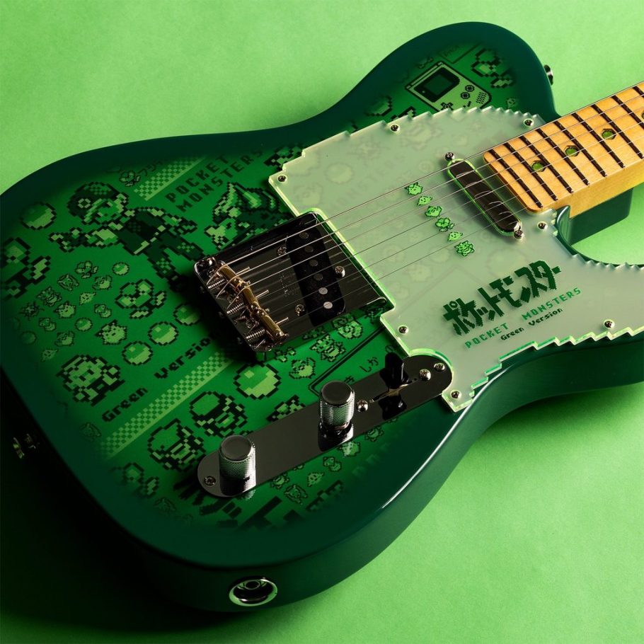 Detalhes temáticos da guitarra de Pokémon