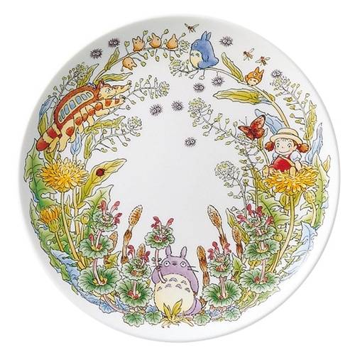 Prato colecionável de Meu Vizinho Totoro com flores de dente-de-leão