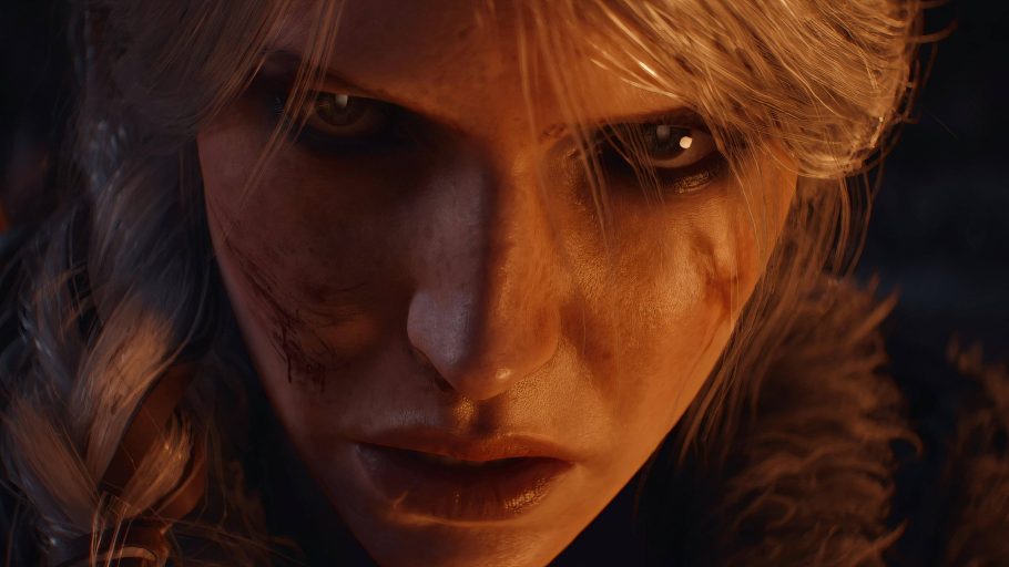 Close do rosto determinado de Ciri em The Witcher 4