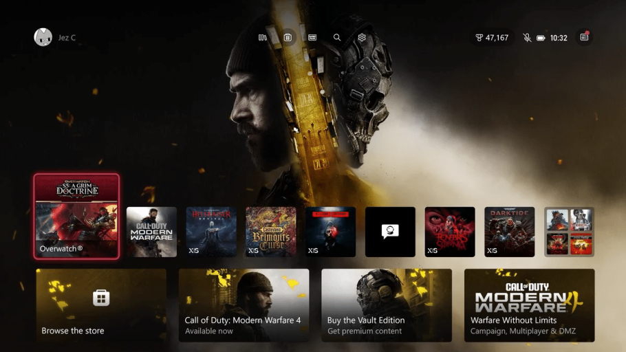 Fundo promocional de Modern Warfare 4 no Xbox